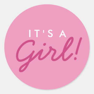 Het is een Girl Baby shower Sticker - Roze en wit