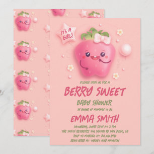 Het is een Girl Berry Sweet Strawberry Baby shower Kaart
