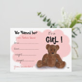 Het is een 'Girl Birth' aankondiging (Staand voorkant)