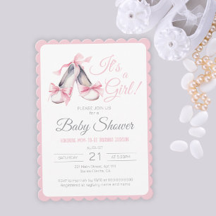 Het is een Girl Blush Pink Ballerina Baby shower Kaart