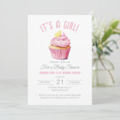Het is een Girl Blush Pink Cupcake Baby shower Kaart (Staand voorkant)