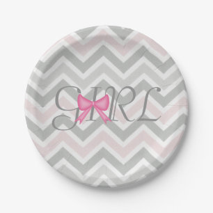 Het is een Girl Bow-Bord met Baby shower-papier Papieren Bordje