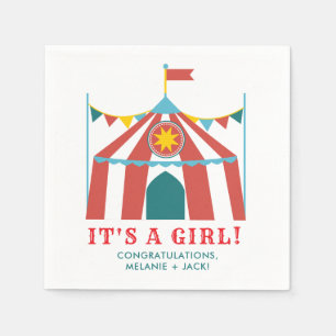 Het is een Girl Cute Circus Geslacht Baby shower Servet