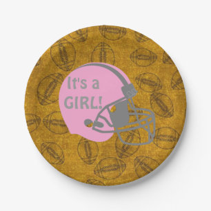 Het is een Girl Football Theme Baby shower Paper B Papieren Bordje