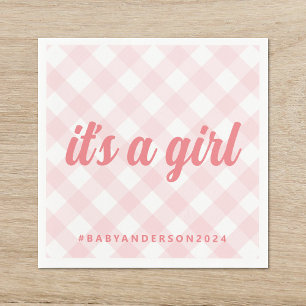 Het is een Girl Gingham Baby shower Servet