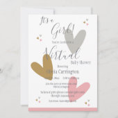Het is een GIRL Hart Roze Virtueel Baby shower Kaart (Voorkant)