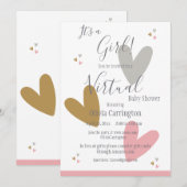 Het is een GIRL Hart Roze Virtueel Baby shower Kaart (Voorkant / Achterkant)