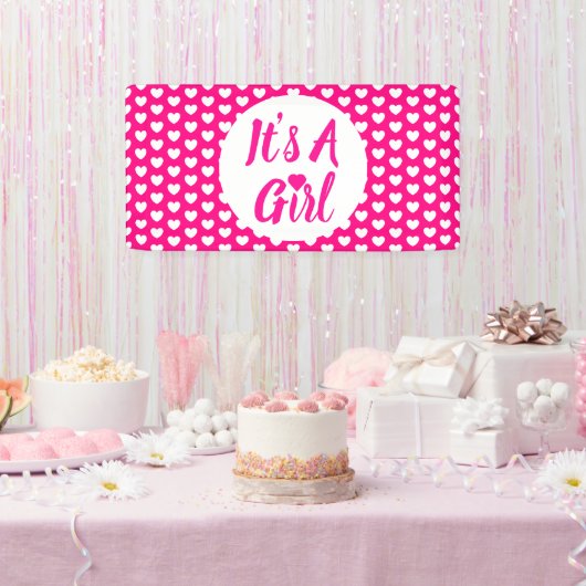 Het is een Girl Heart Pattern Spandoek (Feest)
