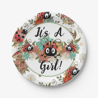 Het is een Girl Ladybug Baby shower Borden, tafelg Papieren Bordje