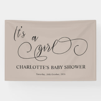 Het is een Girl Modern Minimal Calligraphy Baby sh Spandoek