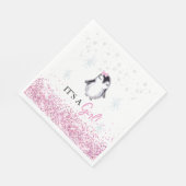 Het is een Girl Penguin Winter Baby shower Servet (Hoek)