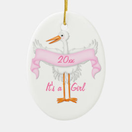 Het is een Girl Photo Lijst Stork Ornament