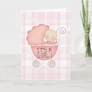 Het is een Girl Pink Baby Buggy Kaart
