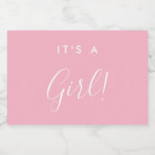 Het is een Girl Pink Baby shower Mini Sparkling Wijnetiket (Enkel label)