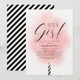 Het is een Girl Pink Cotton Snoep Baby shower Kaart