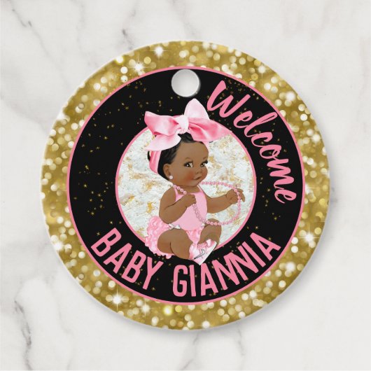 Het is een Girl Pink en Gold Glitter Elegant Bedankjes Labels (Voorkant)