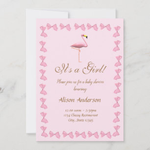 Het is een Girl Pink Flamingo Baby shower Kaart
