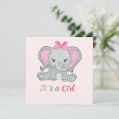 Het is een 'Girl Pink Photo Elephant Birth Announc (Staand voorkant)