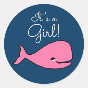 Het is een Girl Pink Whale Sticker