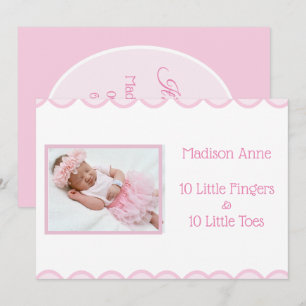 Het is een Girl Script Photo Girly Pink Birth Aankondiging