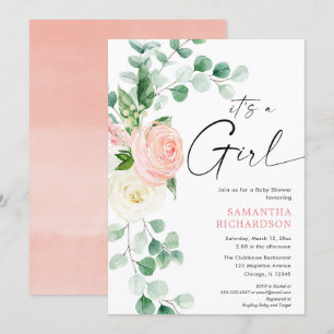 Het is een Girl Spring floral greenery eucalyptus  Kaart