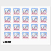 Het is een Girl Stork Hartelijk dank Vierkante Sticker (Vel)