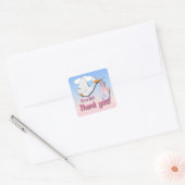 Het is een Girl Stork Hartelijk dank Vierkante Sticker (Envelop)