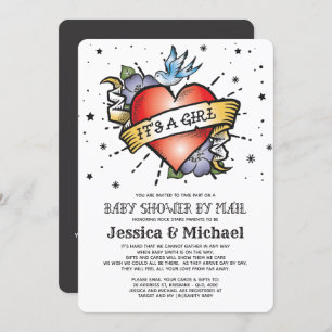 Het is een Girl Tattoo Heart Baby shower per post Kaart