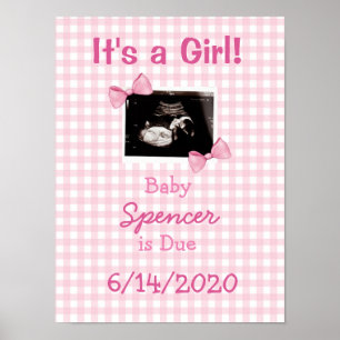 Het is een Girl, Ultrasound Baby Announcement Post Poster