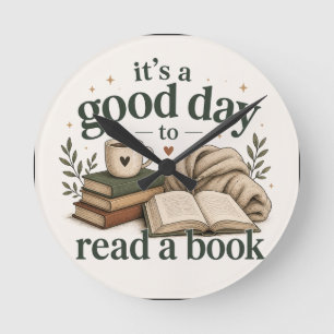 Het is een goede dag om een boek te lezen ronde klok