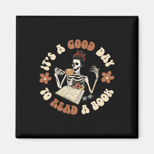 Het is een goede dag om een boek te lezen Skeleton Magneet