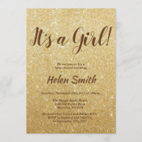 Het is een Gouden Meisje Glitter Baby shower