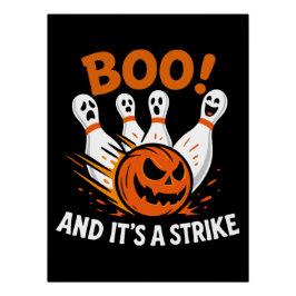 Het is een grappige strike Halloween bowling Perfect Poster
