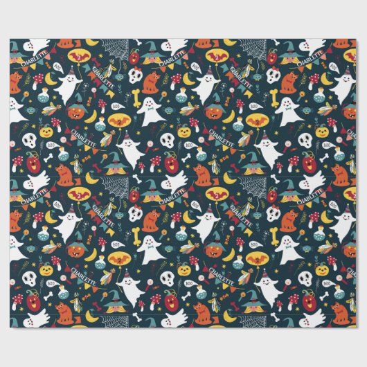 Het is een Halloween verjaardagsfeestje Voeg kinde Cadeaupapier (Vlak)