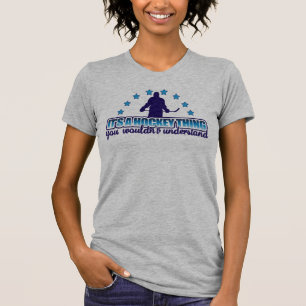 Het is een hockey ding met achterkant print t-shirt