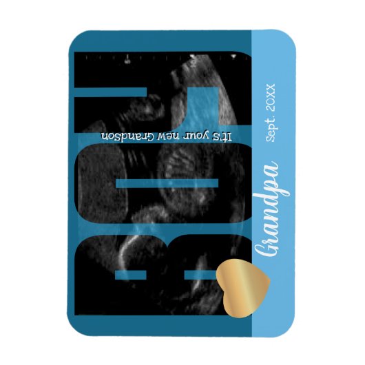 Het is een Jongen Aankondiging - Sonogram met ZY T Magneet (Verticaal)
