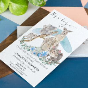Het is een Jongen Australische Dieren Baby Shower  Kaart