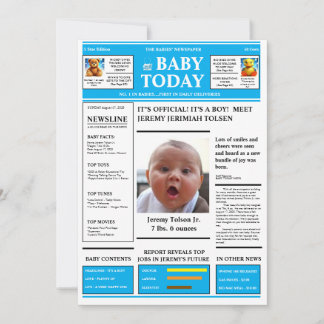 "Het is een jongen! BABY KRANT Baby Aankondiging