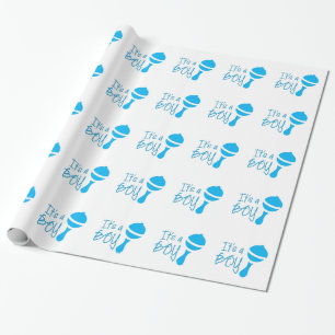 Het is een jongen baby shower blauwe 1 verjaardag cadeaupapier
