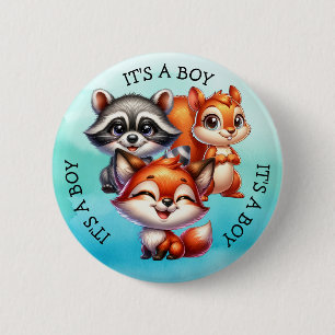 Het is een jongen Baby shower Bosland Creatures Ronde Button 5,7 Cm