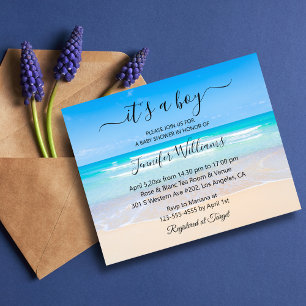 het is een jongen, baby shower, chic foto uitnodig flyer