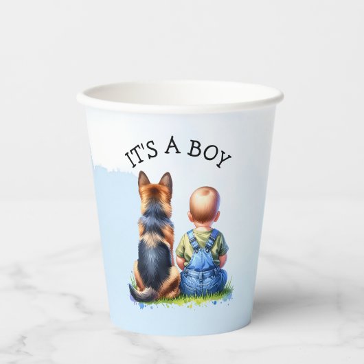 Het is een jongen! | BABY SHOWER Papieren Bekers (Voorkant)