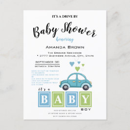 Het is een jongen, Baby shower rijden door Uitnodiging Briefkaart