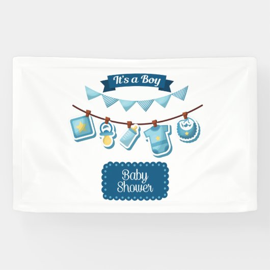 Het is een jongen babyfeest 2.5x4 vinyl banner (Horizontaal)