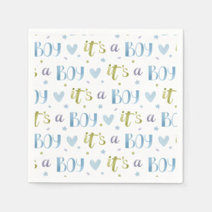 Het is een jongen Babyshower Papieren servetten, B Servet