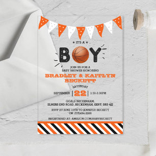 Het is een jongen! Basketbal Thema Co-ed Baby Show Acryl Uitnodigingen