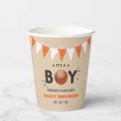 Het is een jongen! Basketball ThMED Co-ed Baby sho Papieren Bekers (Achterkant)