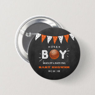 Het is een jongen! Basketball ThMED Co-ed Baby sho Ronde Button 5,7 Cm