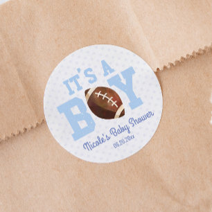 Het is een jongen! Blauw Football Baby shower Part Ronde Sticker