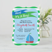 Het is een jongen, blauw & groen nautisch Baby sho Kaart (Staand voorkant)